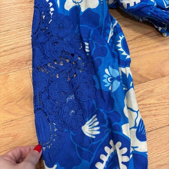 House f arlow 960 lue ream loral inen lend iece kirt et - Picture 11 of 15